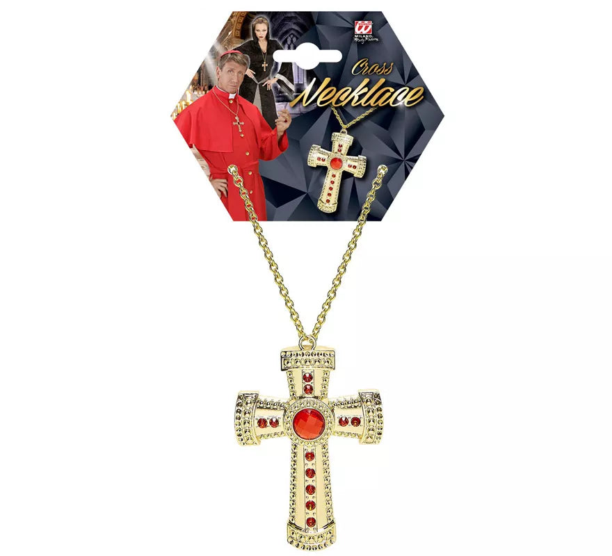 Translation missing: en.Collar de Cruz Dorada con Bisutería incrustada