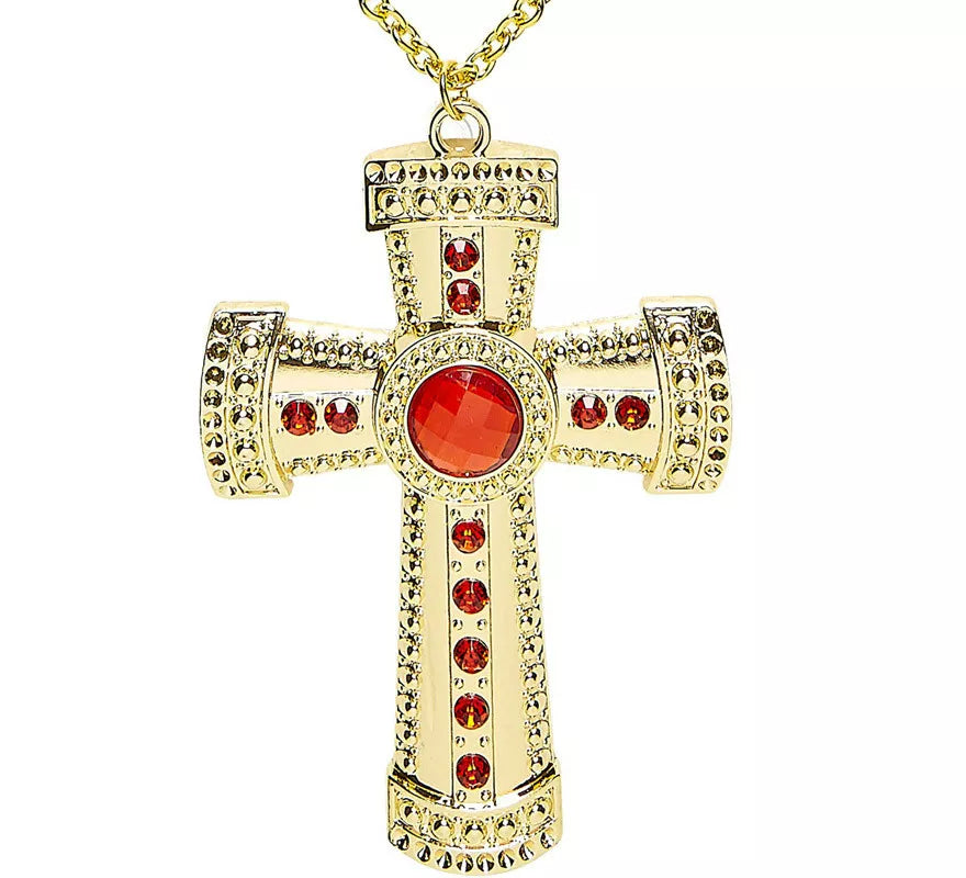 Translation missing: en.Collar de Cruz Dorada con Bisutería incrustada
