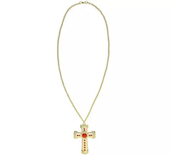 Golden Cross Necklace with Inlaid Jewelry