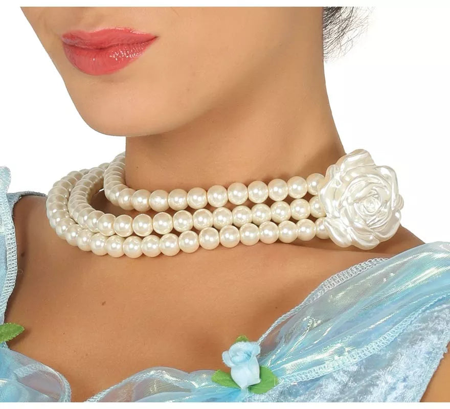 Collar de Perlas con Flor