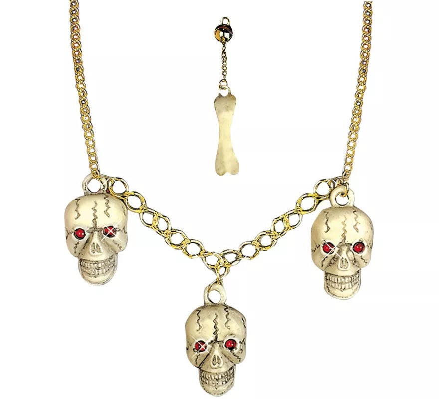 Translation missing: en.Collar Dorado con Calaveras y 1 Pendiente de Hueso