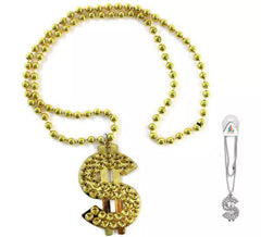 50cm necklace with an 8cm dollar sign in two assorted colors