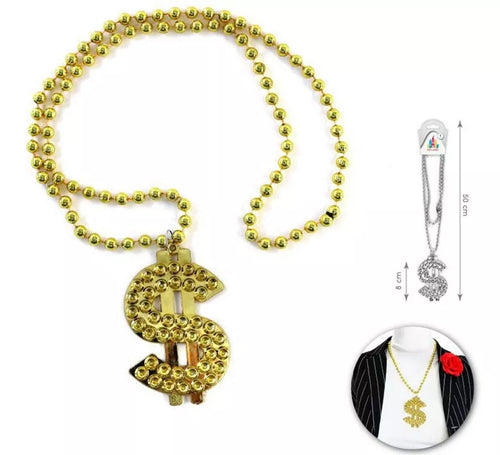 Collar de 50 cm con símbolo de Dólar de 8 cm en dos colores surtidos