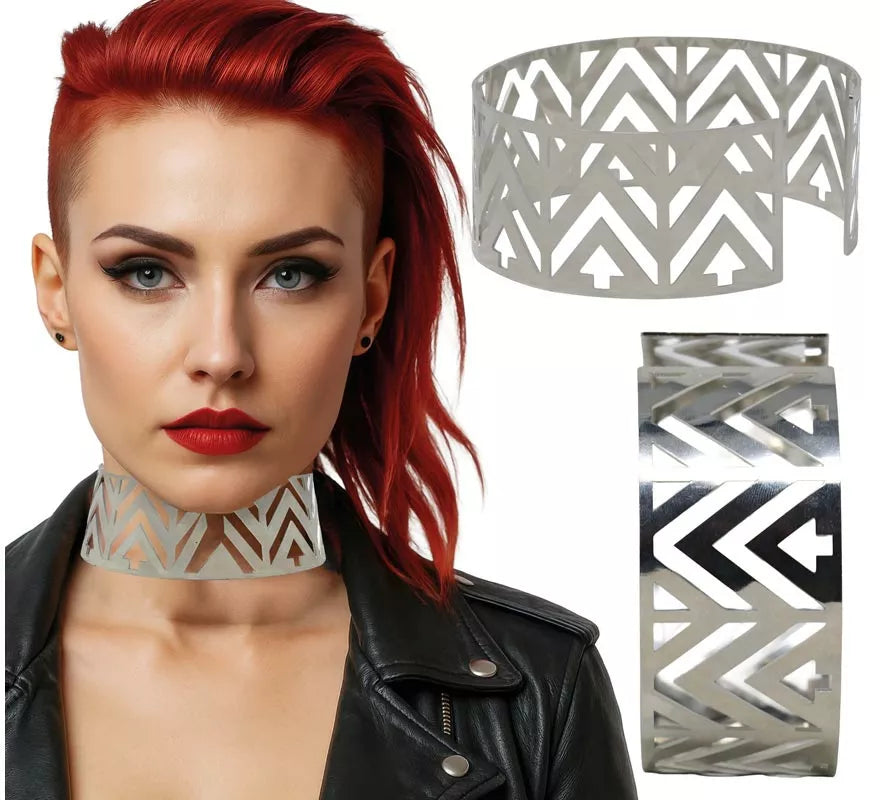 Collar Futurista plateado