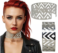 Futuristic silver necklace