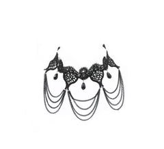 Black Gothic necklace with stones and lace