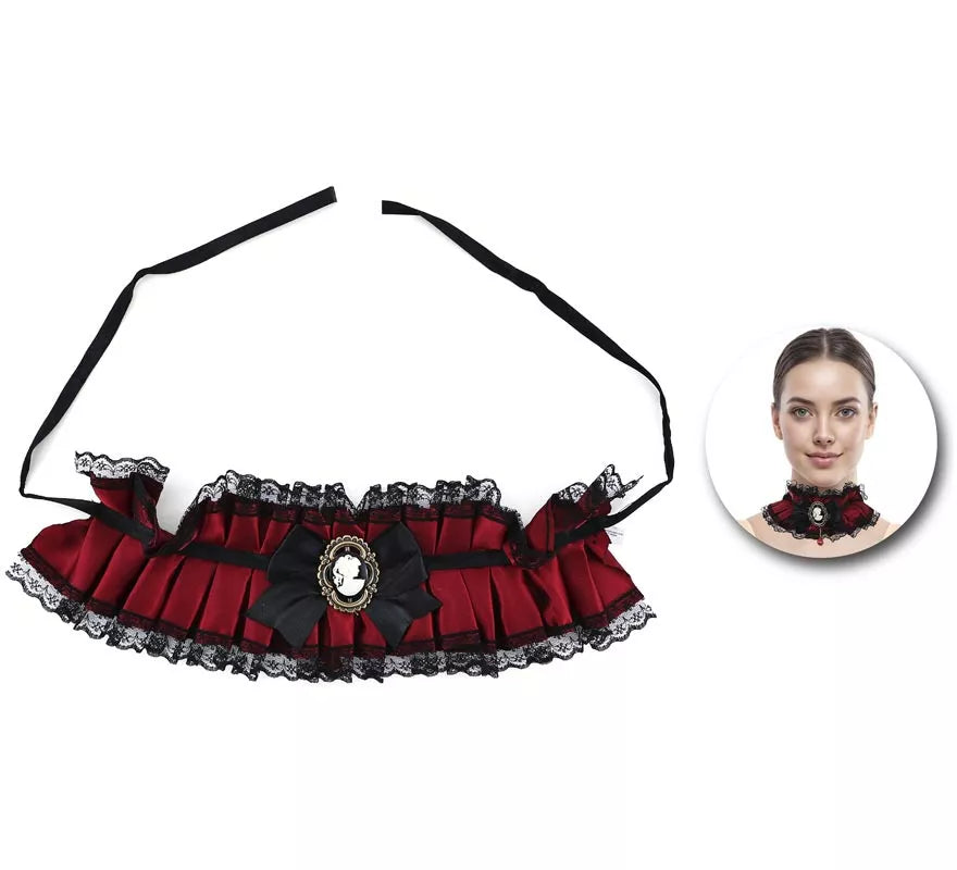 Collar Gótico rojo con Lazo