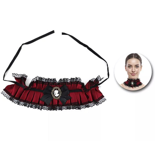 Collar Gótico rojo con Lazo