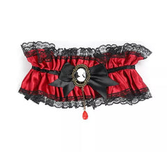 Red Gothic necklace with black bow