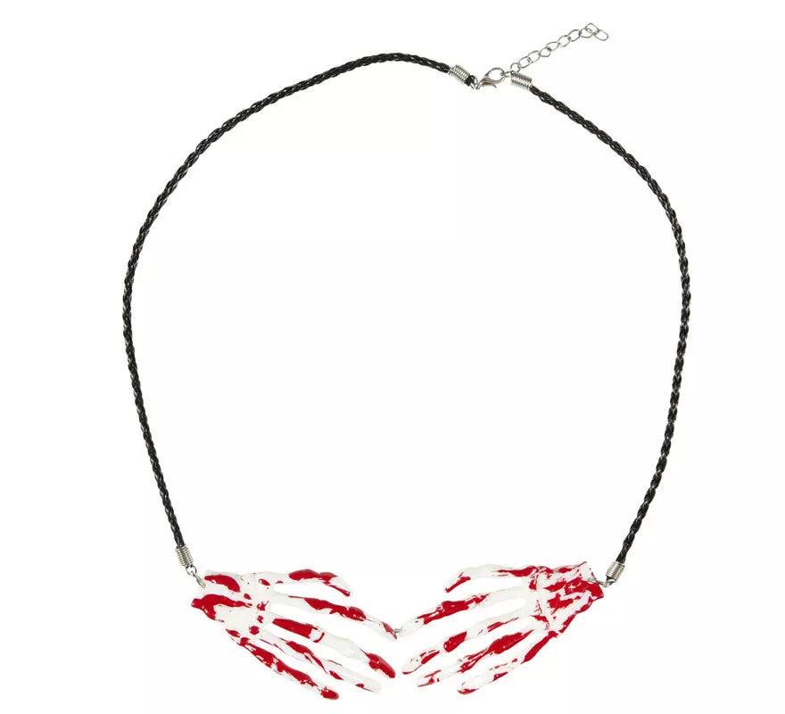 Collar Halloween de Manos de Esqueleto Sangrientas