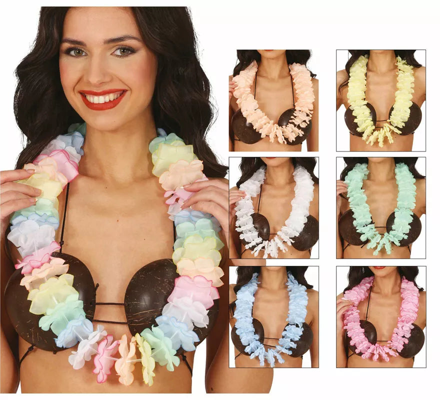 Translation missing: en.Collar Hawaiano en colores surtidos con flor de 6,5 cm