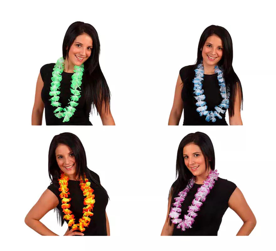 Translation missing: en.Collar Hawaiano flores de tela bicolor 4 surtidos