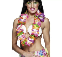 Multicolor Hawaiian necklace with large flowers