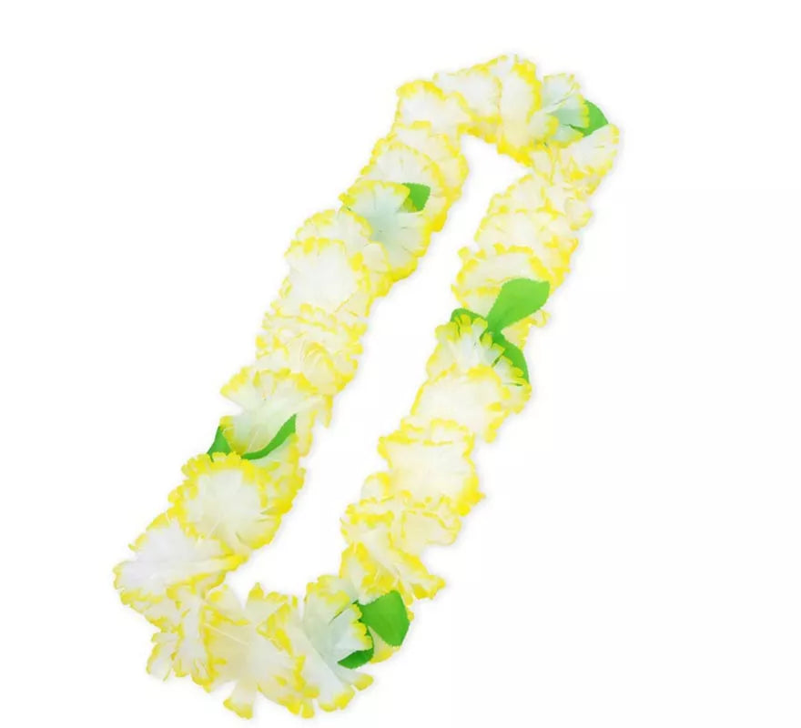 Translation missing: en.Collar Hawaii amarillo y blanco de 55 cm