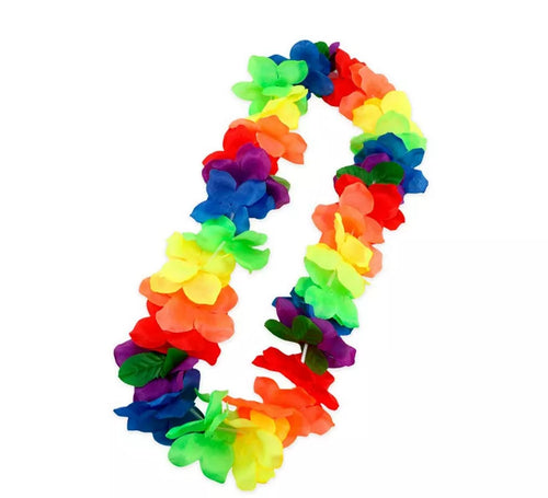 Collar Hawaii flores multicolor de 55 cm