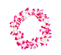 Medium fuchsia and white Hawaii necklace of 46 cm