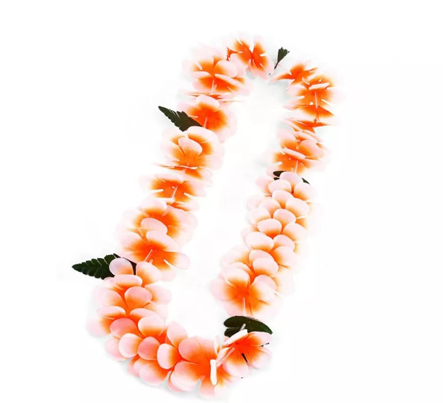 Translation missing: en.Collar Hawaii naranja y blanco de 55 cm
