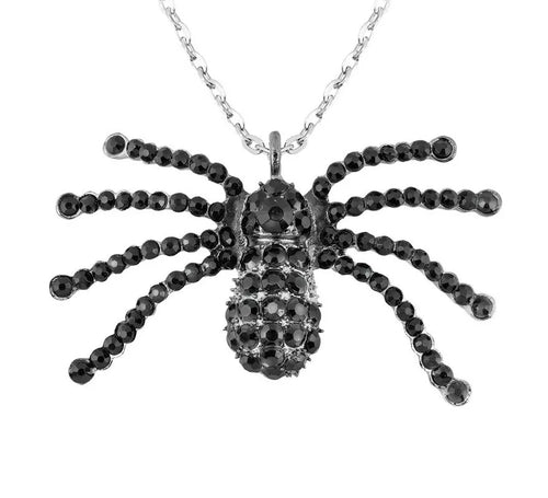Collar Negro de Araña con Pedrería