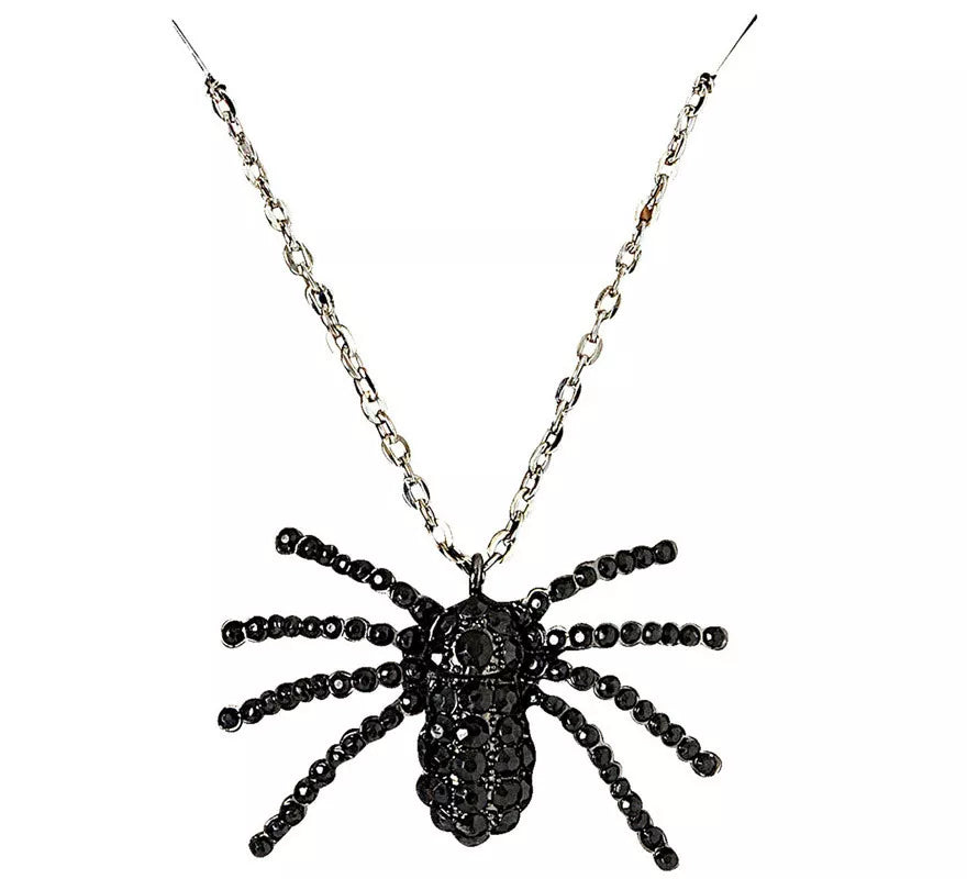 Collar Negro de Araña con Pedrería