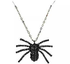 Black Spider Necklace with Rhinestones