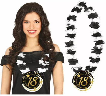 Collar Negro y Blanco de 18 Años Cumpleaños y Aniversarios
