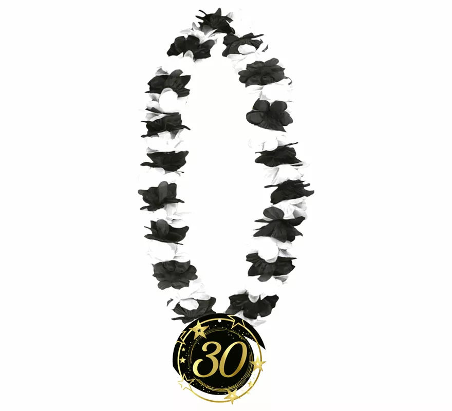 Collar Negro y Blanco de 30 Años Cumpleaños y Aniversarios