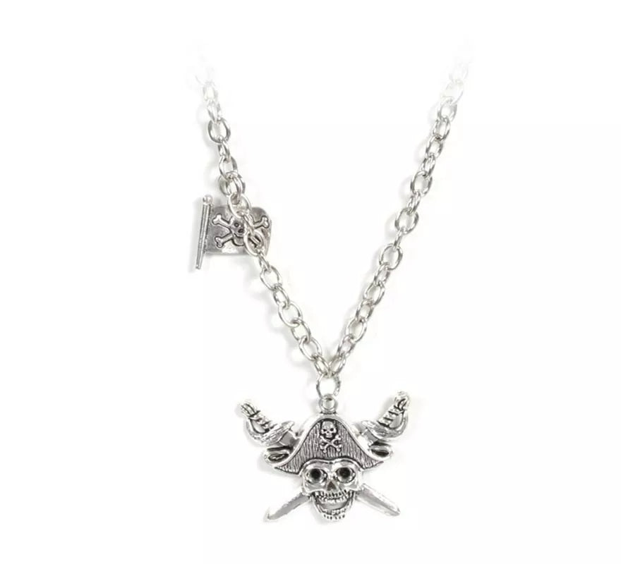 Translation missing: en.Collar Pirata plateado con calavera