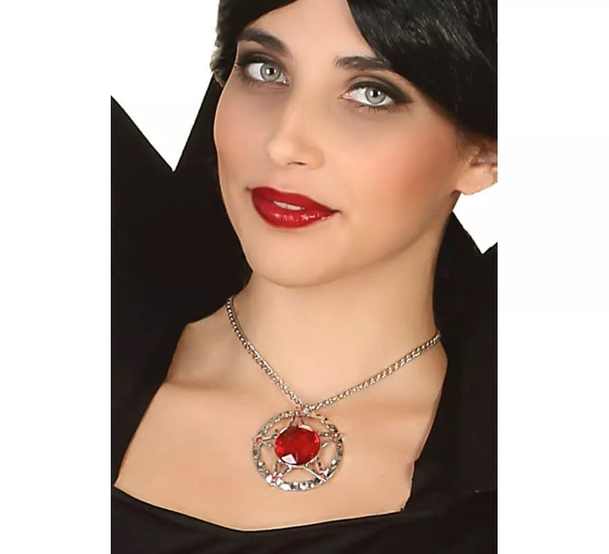 Translation missing: en.Collar Plateado con Rubí 43 cm