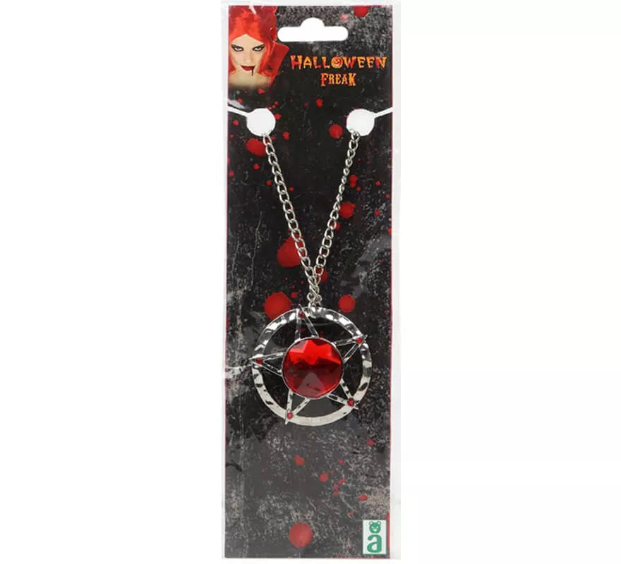 Translation missing: en.Collar Plateado con Rubí 43 cm
