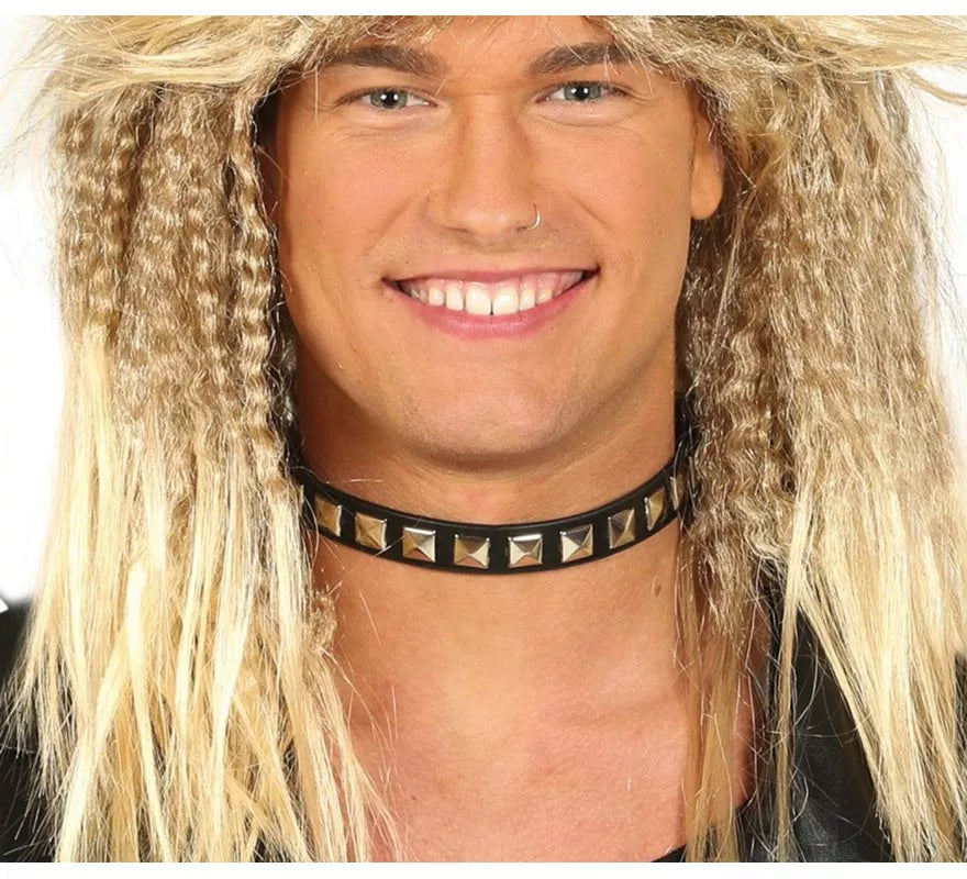 Collar Punk Negro y Dorado