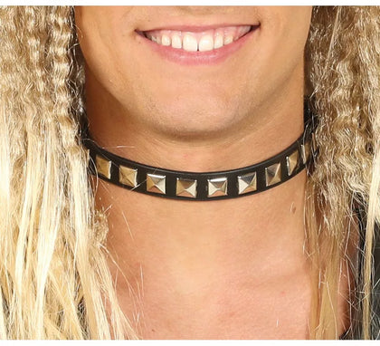 Collar Punk Negro y Dorado