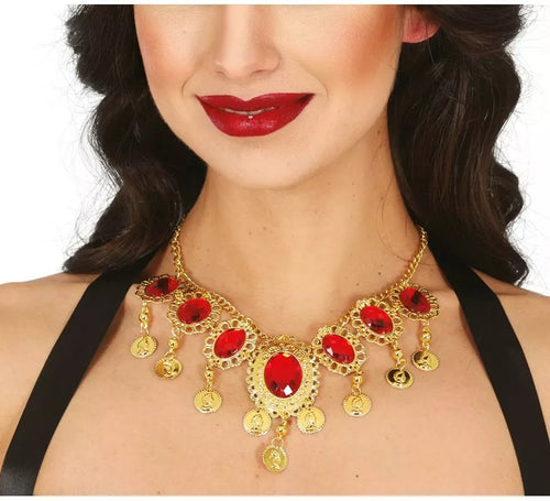 Collar Rubies rojos metálico