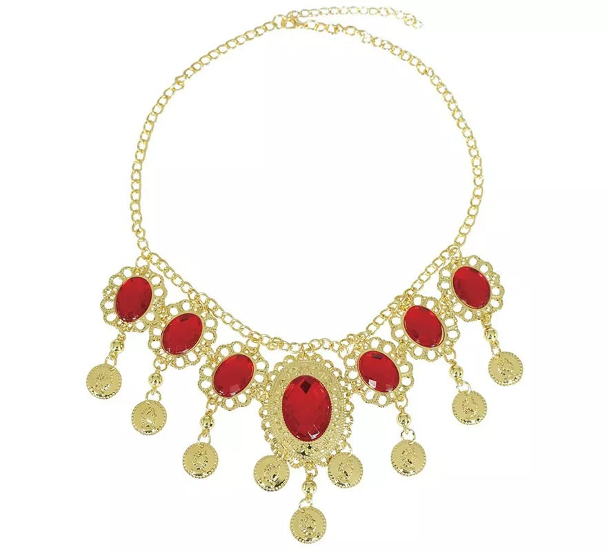 Collar Rubies rojos metálico