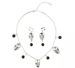 Silver Skull Necklace and Earrings