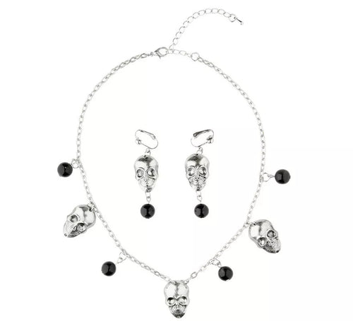 Collar y Pendientes Calaveras de Plata