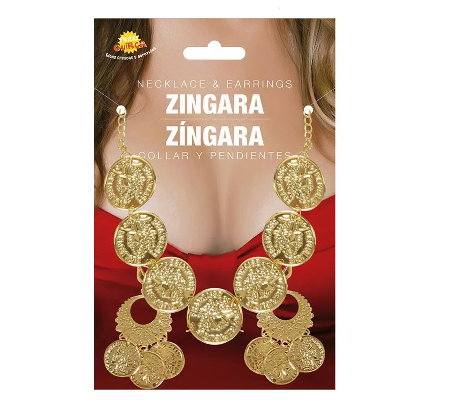 Collar Y Pendientes con monedas de Zíngara