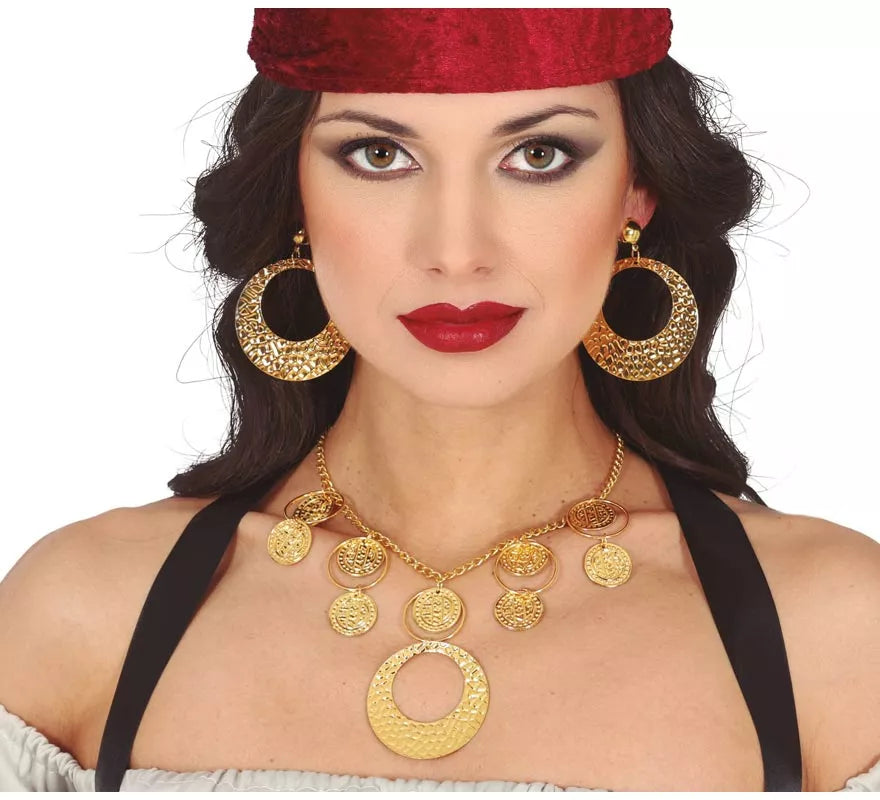 Translation missing: en.Collar y Pendientes Gitana dorado metálicos