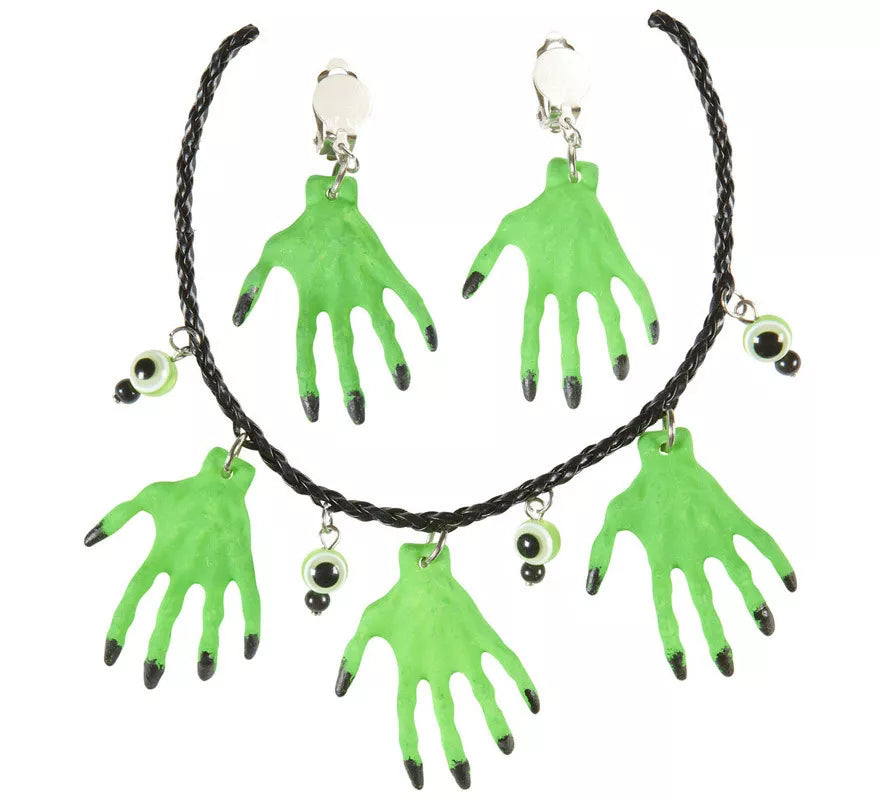 Translation missing: en.Collar y Pendientes Halloween de Manos de Bruja