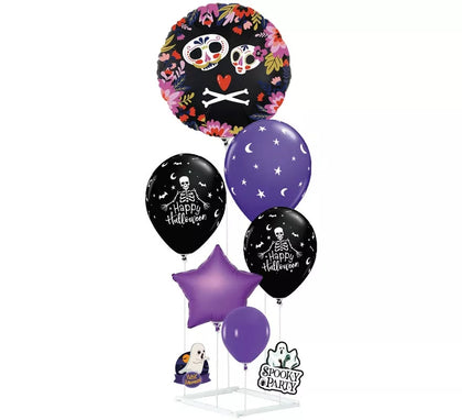 Columna de Globos lila y negro 9 Piezas