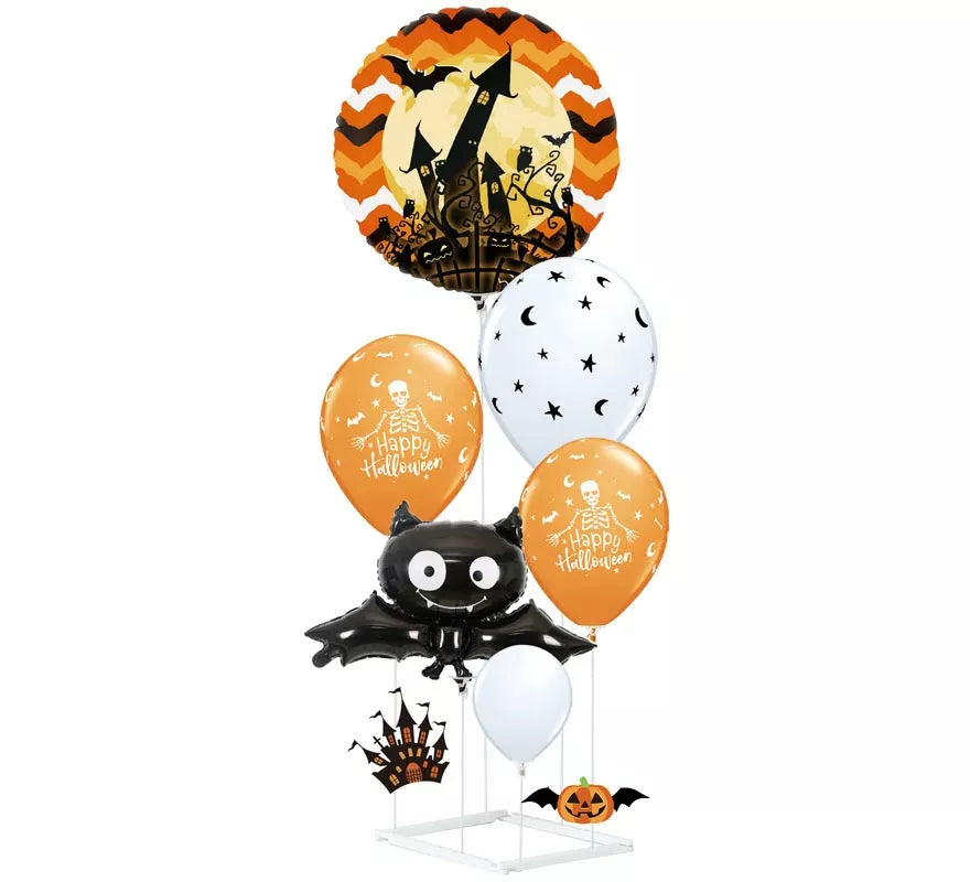 Translation missing: en.Columna Globos Blanco y naranja 9 Piezas