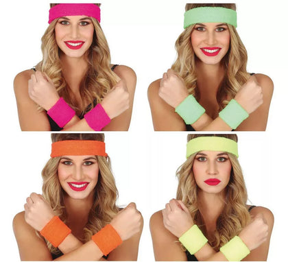 Conjunto de 2 Muñequeras y Cinta en varios colores para mujer