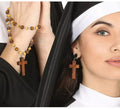 Conjunto de Pendientes Cruz y Rosario