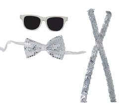 Set of Sequin Suspenders and Bow Tie in two colors