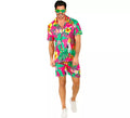 Conjunto de Verano con Estampado Cacatúa: Camisa y Shorts para hombre