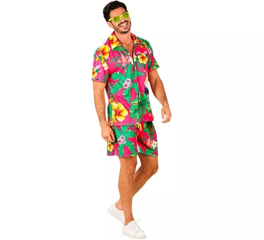 Translation missing: en.Conjunto de Verano con Estampado Cacatúa: Camisa y Shorts para hombre