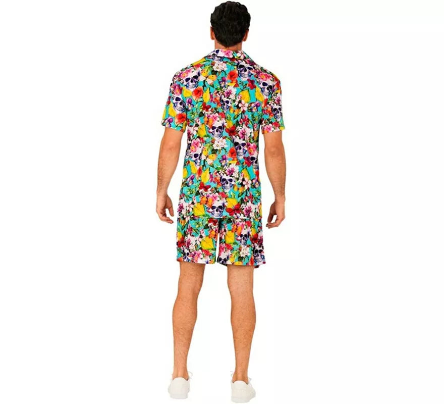 Translation missing: en.Conjunto de Verano con Estampado de Calaveras: Camisa y Shorts para hombre