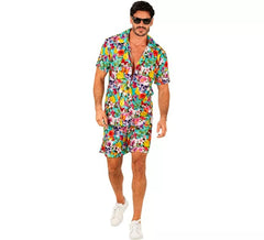 Skull Print Summer Set: Men's Shirt and Shorts