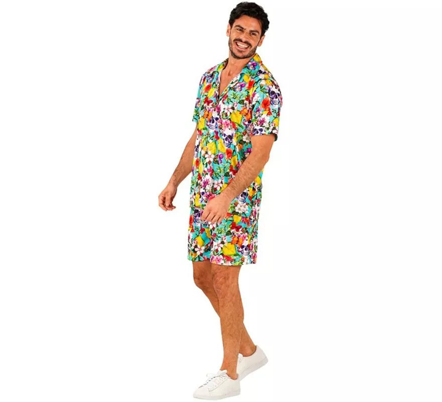 Translation missing: en.Conjunto de Verano con Estampado de Calaveras: Camisa y Shorts para hombre