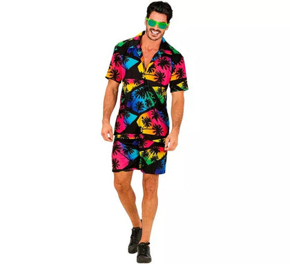 Conjunto de Verano con Estampado de Palmeras: Camisa y Shorts para hombre