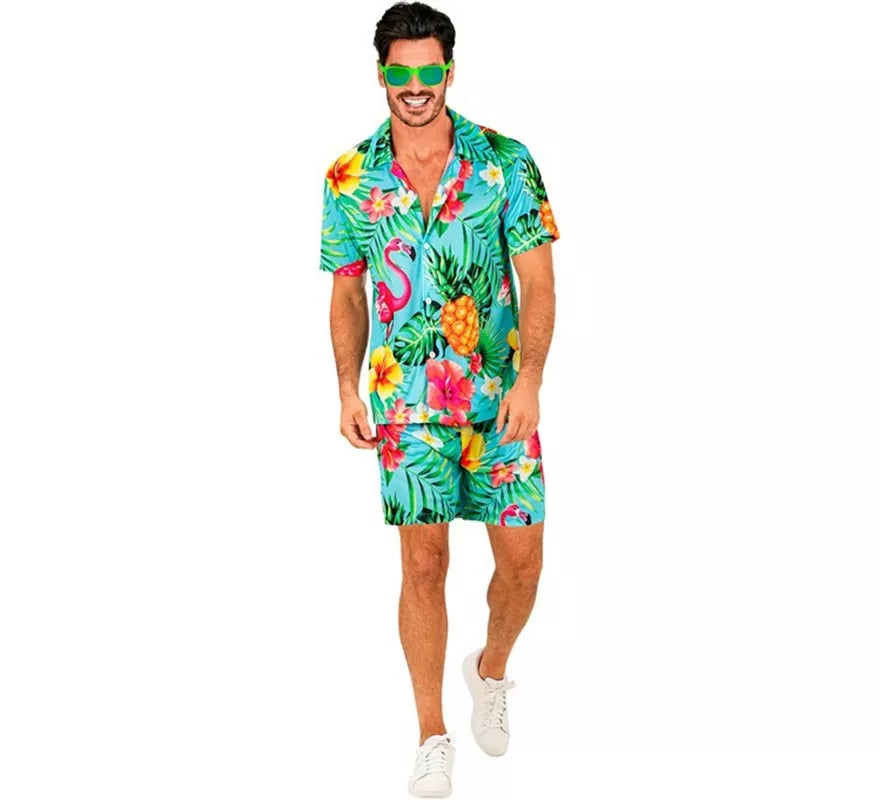 Translation missing: en.Conjunto de Verano con Estampado Tropical: Camisa y Shorts para hombre